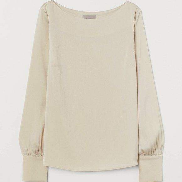 Satin Boat-necked Blouse - Picture 1 of 8